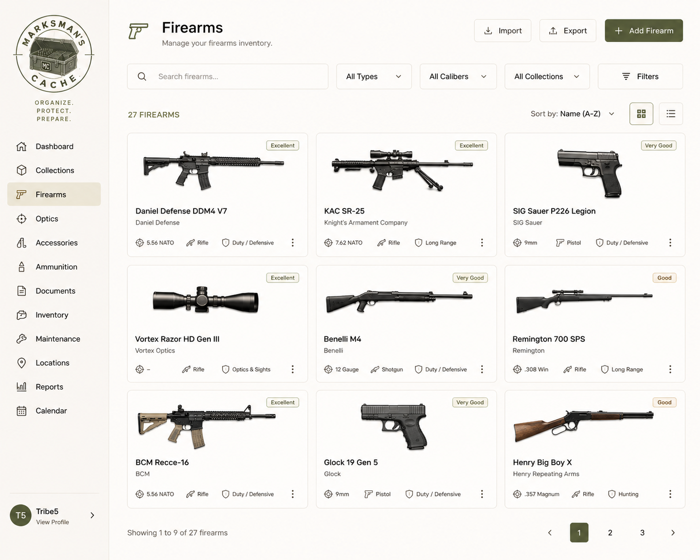 Firearms Grid, Light Theme